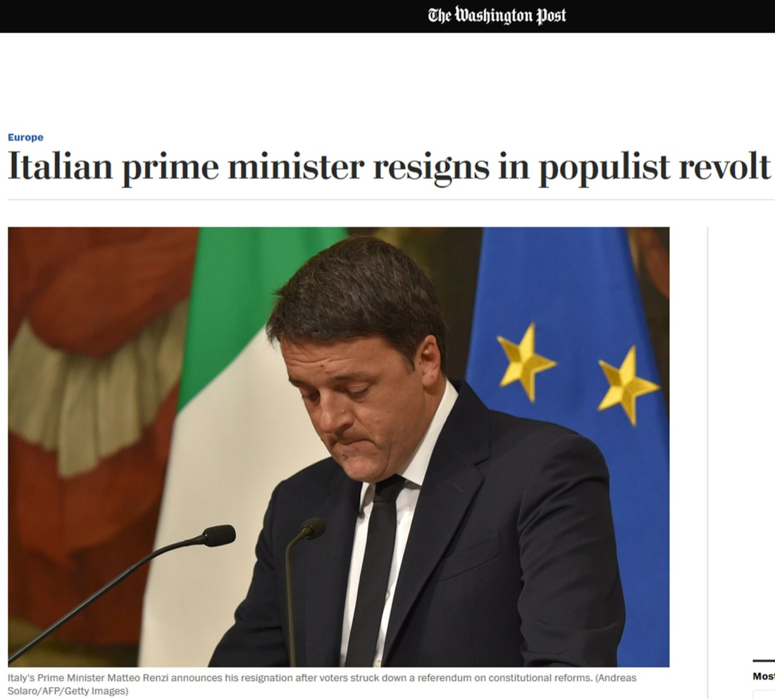 Referendum costituzionale, le dimissioni di Renzi fanno il giro del mondo Referendum costituzionale, le dimissioni di Renzi fanno il giro del mondo