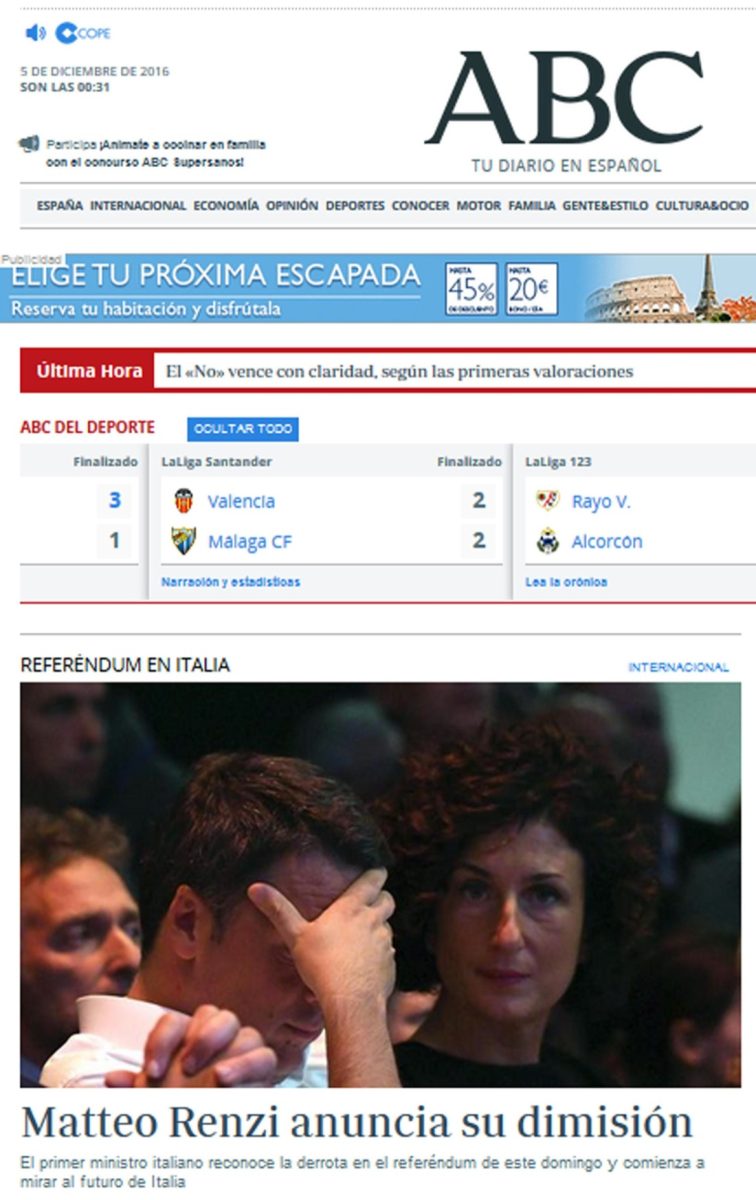 Referendum costituzionale, le dimissioni di Renzi fanno il giro del mondo Referendum costituzionale, le dimissioni di Renzi fanno il giro del mondo