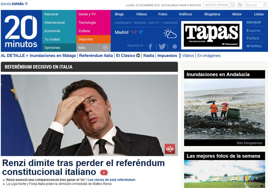 Referendum costituzionale, le dimissioni di Renzi fanno il giro del mondo Referendum costituzionale, le dimissioni di Renzi fanno il giro del mondo