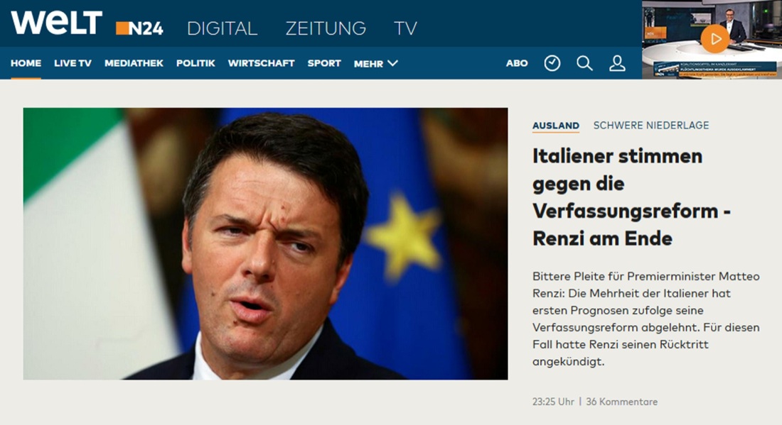 Referendum costituzionale, le dimissioni di Renzi fanno il giro del mondo Referendum costituzionale, le dimissioni di Renzi fanno il giro del mondo