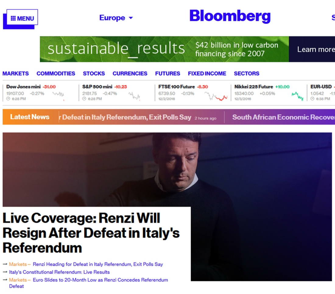 Referendum costituzionale, le dimissioni di Renzi fanno il giro del mondo Referendum costituzionale, le dimissioni di Renzi fanno il giro del mondo
