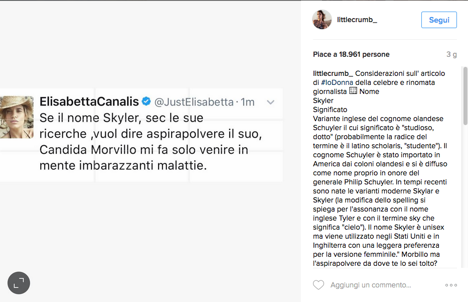 Elisabetta Canalis contro Candida Morvillo per il nome di Skyler Eva