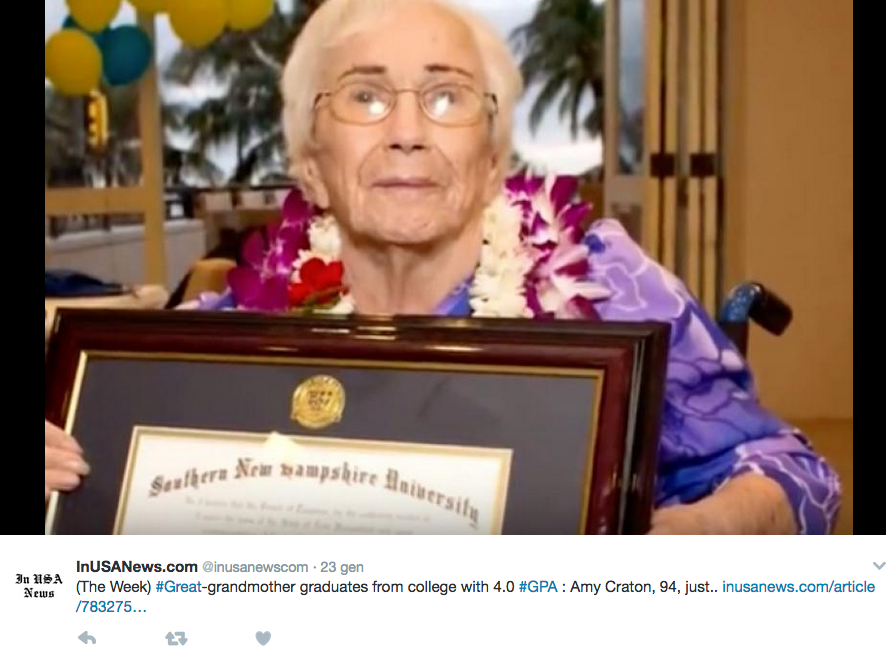 A 94 anni la laurea, Amy Craton realizza il suo sogno A 94 anni la laurea, Amy Craton realizza il suo sogno