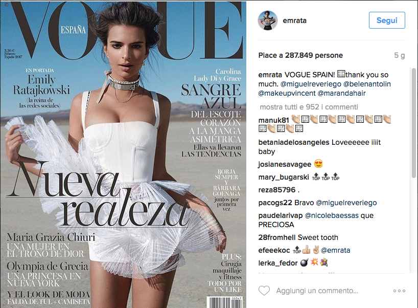 Emily Ratajkowski: da volto Instagram a top model per Vogue Emily Ratajkowski: da volto Instagram a top model per Vogue