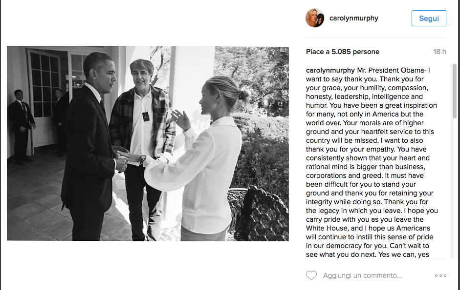 L’addio delle celebrity a Barack Obama