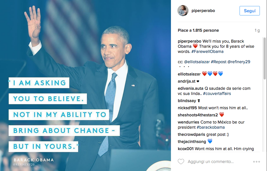 L’addio delle celebrity a Barack Obama