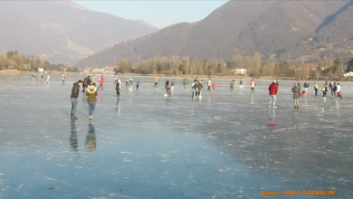 Maltempo e gelo: pattinaggio sul Lago d’Endine (ghiacciato) | video