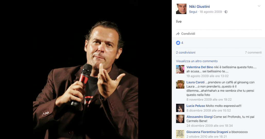 Addio Niki Giustini, è morto il comico lanciato da Carlo Conti