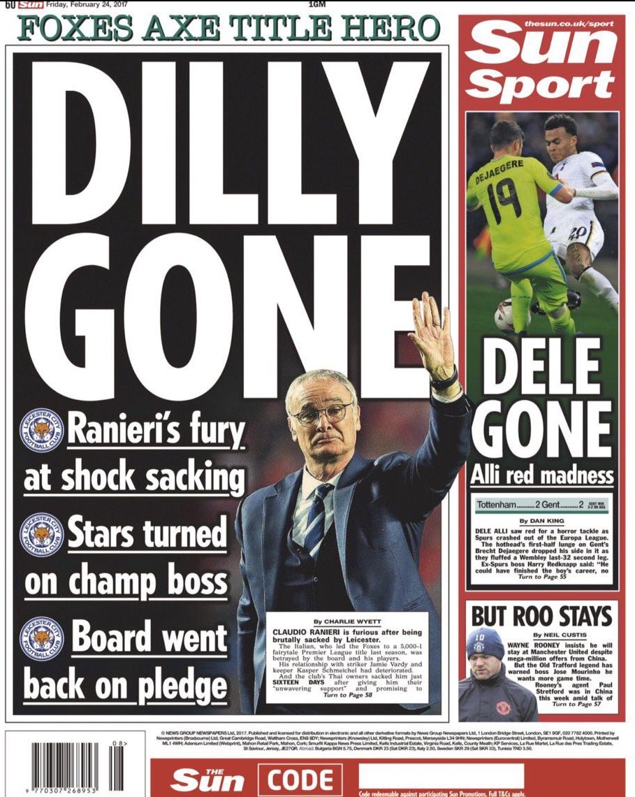 Ranieri esonerato dal Leicester: fine della favola della Premier League Ranieri esonerato dal Leicester: fine della favola della Premier League