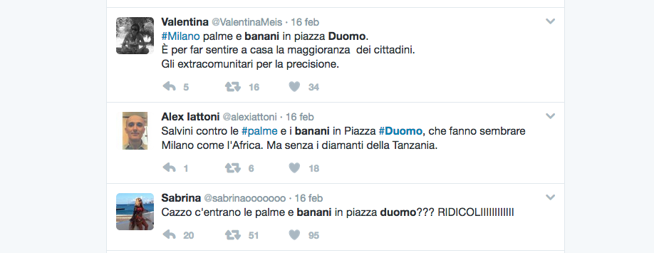 Dopo le palme, in Piazza Duomo arrivano i banani. E i social si riaccendono