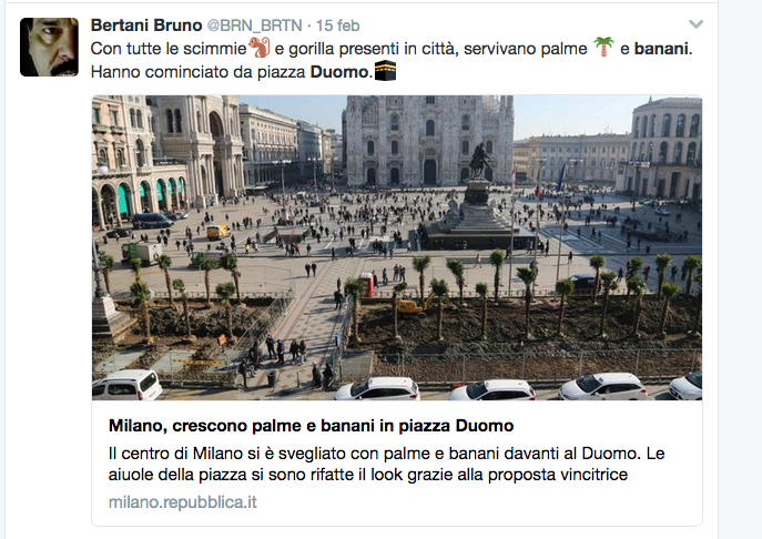 Dopo le palme, in Piazza Duomo arrivano i banani. E i social si riaccendono
