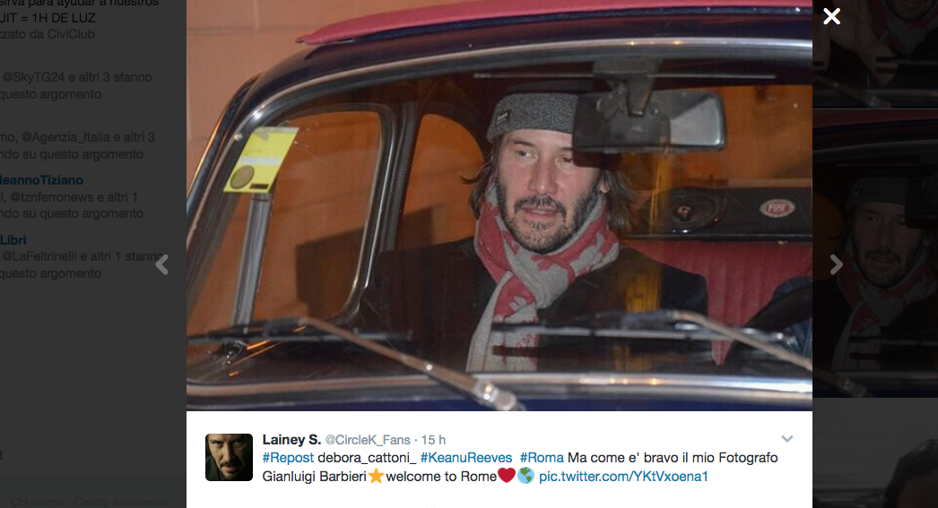 Keanu Reeves a Roma va a trovare la sorella al Policlinico Gemelli