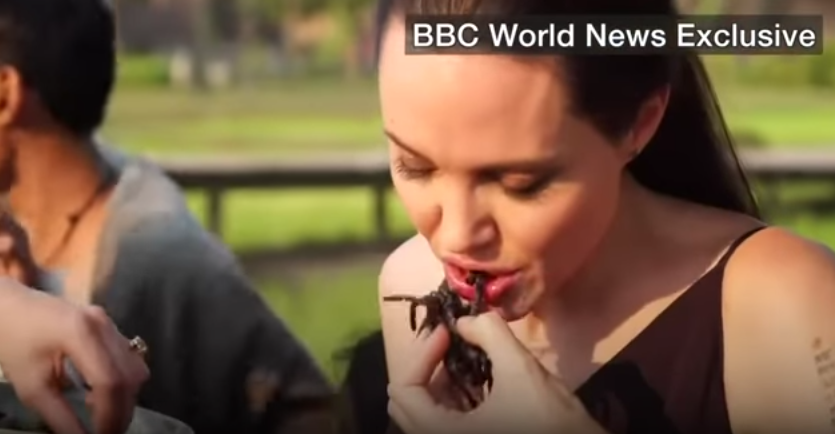 Angelina Jolie in Cambogia mangia ragni e scorpioni