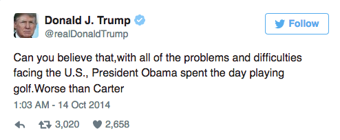 Donald Trump è accusato d’ipocrisia per la sua passione per il golf Donald Trump è accusato d’ipocrisia per la sua passione per il golf