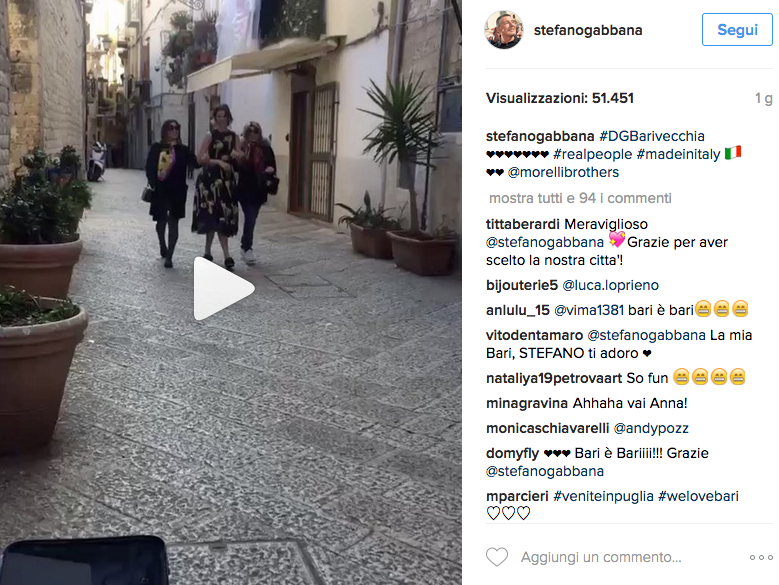 A Bari lo shooting Dolce & Gabbana diventa un evento