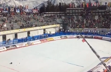 Saint Moritz: la telecamera aerea cade sulla pista dei mondiali di sci