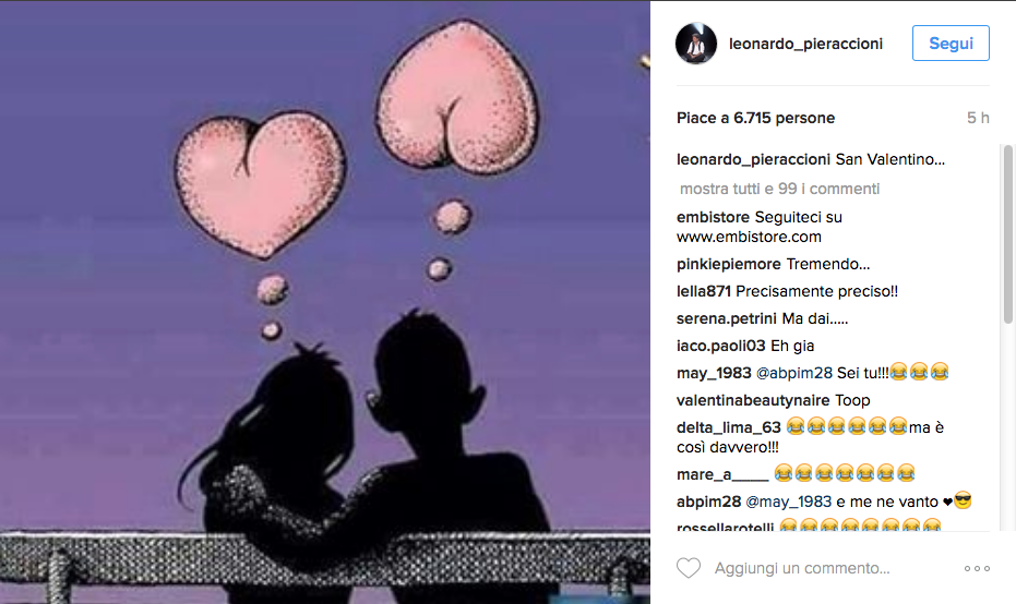 Il San Valentino vip si condivide sui social