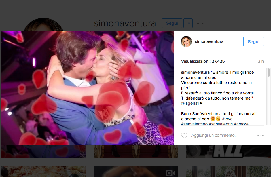 Il San Valentino vip si condivide sui social