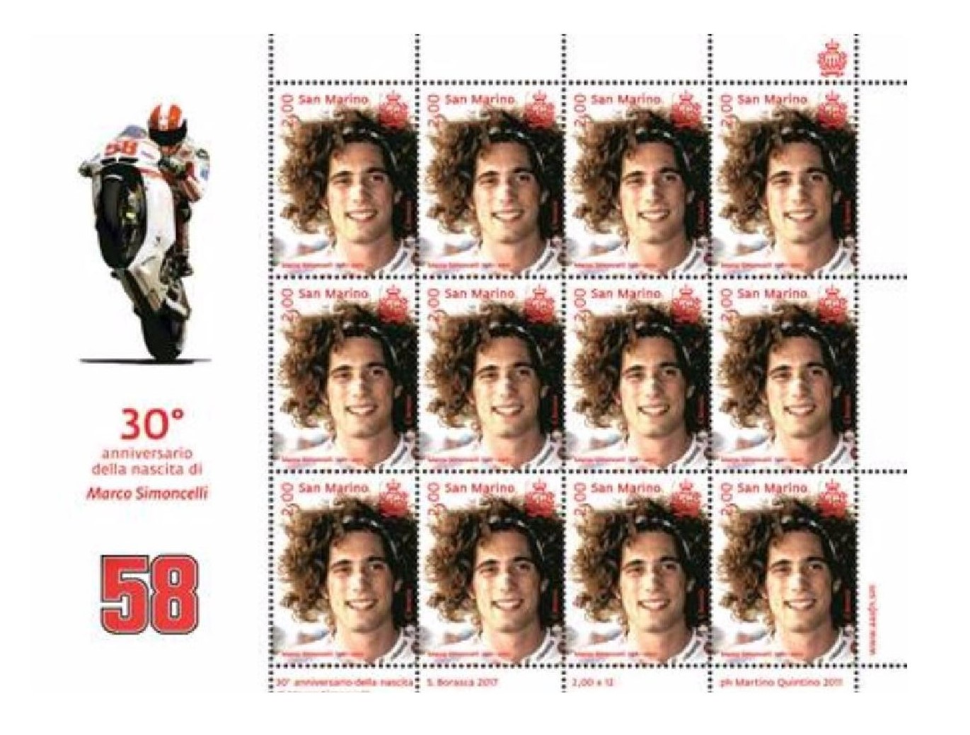 San Marino, un francobollo per ricordare Marco Simoncelli San Marino, un francobollo per ricordare Marco Simoncelli