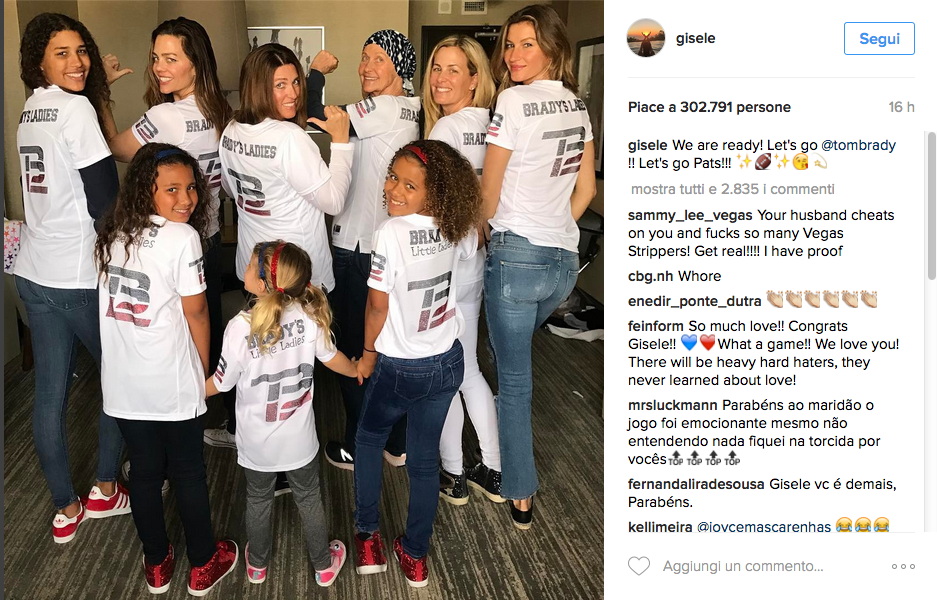 Gisele Bundchen al Super Bowl bacia Tom Brady