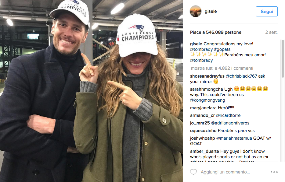 Gisele Bundchen al Super Bowl bacia Tom Brady
