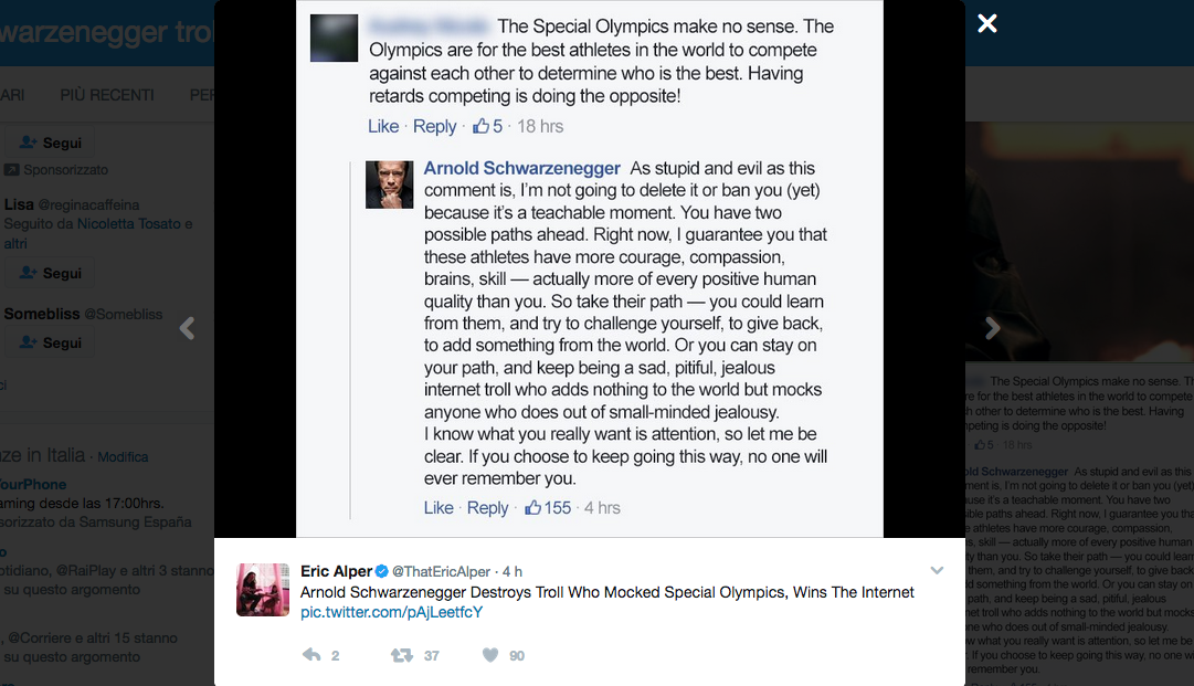 La battaglia di Arnold Schwarzenegger contro il bullismo social La battaglia di Arnold Schwarzenegger contro il bullismo social