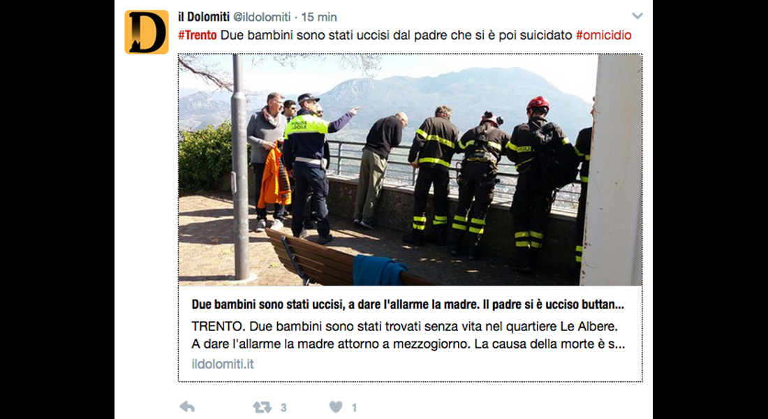Trento, la tragedia dei bambini uccisi dal padre