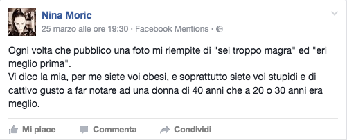 Nina Moric contro tutti sui social network