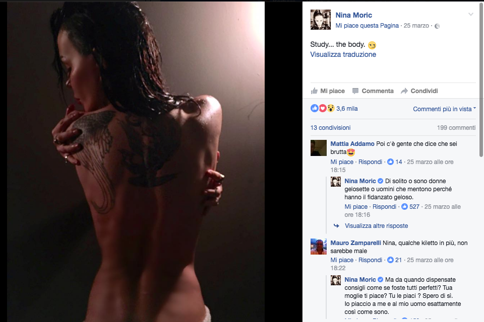 Nina Moric contro tutti sui social network