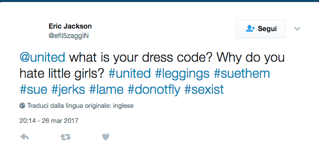 No ai leggings in aereo, la rivolta vip su twitter