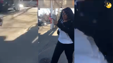 Donna impazzisce dopo un incidente al benzinaio | video