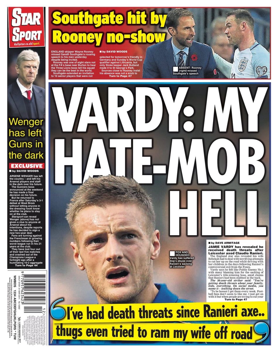 Vardy, minacce di morte dopo l’esonero di Ranieri: “Ma non l’ho tradito”