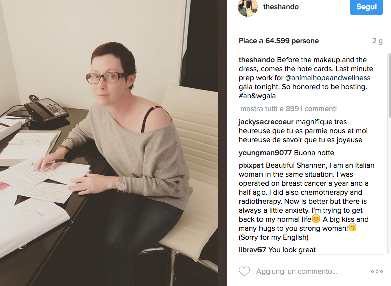 Prima uscita pubblica post chemio per Shannen Doherty Prima uscita pubblica post chemio per Shannen Doherty