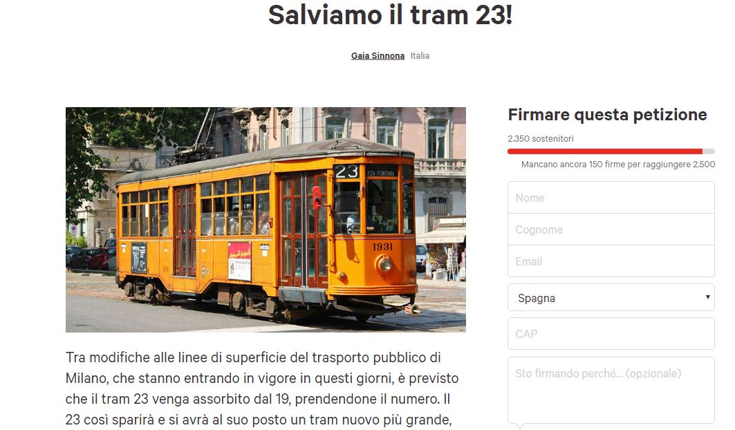 “Salviamo il tram 23”, Milano si mobilita per la vecchia linea
