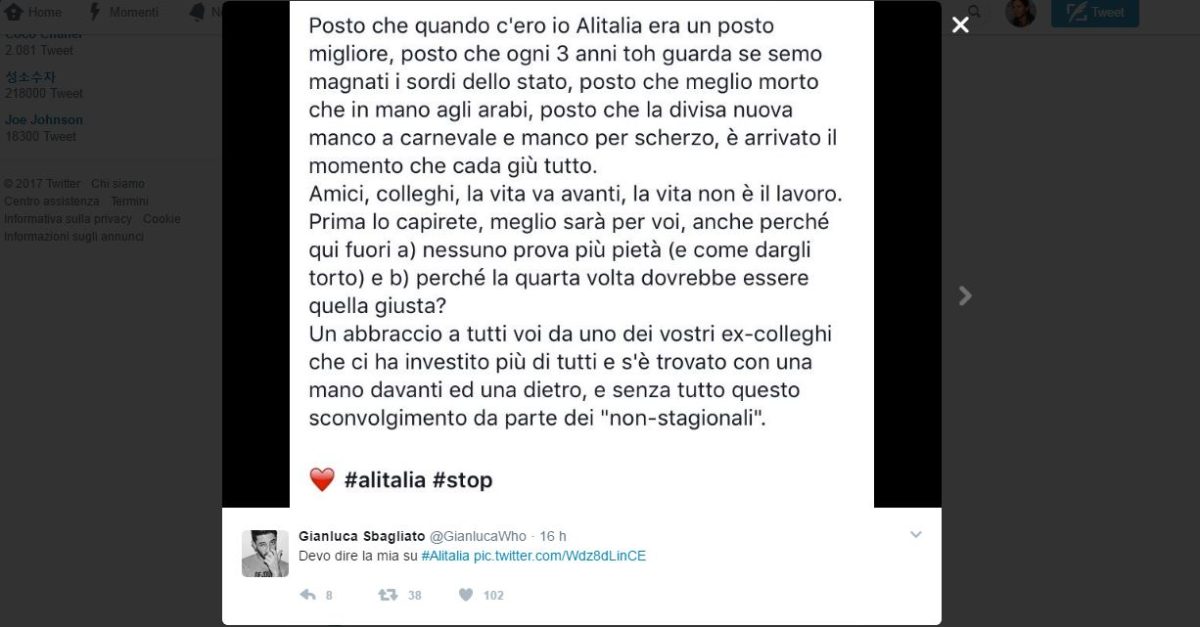 Galleria foto 'Il futuro di Alitalia visto dai social network' - foto 19