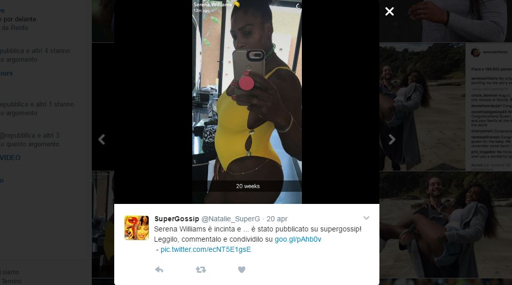 Il giallo della gravidanza di Serena Williams