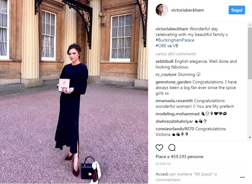 Una medaglia d’onore per Victoria Beckham