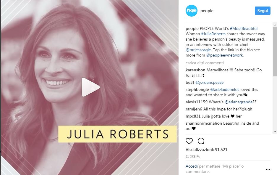 Julia Roberts, bellezza da record Julia Roberts, bellezza da record