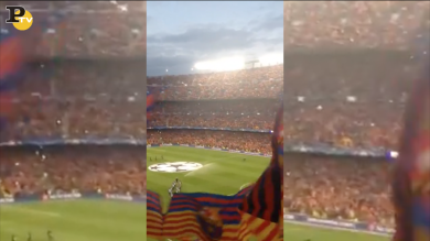 La coreografia al Camp Nou per Juventus-Barcellona