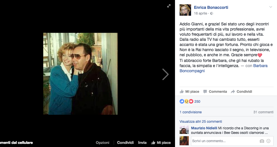 Il cordoglio vip per la morte di Gianni Boncompagni