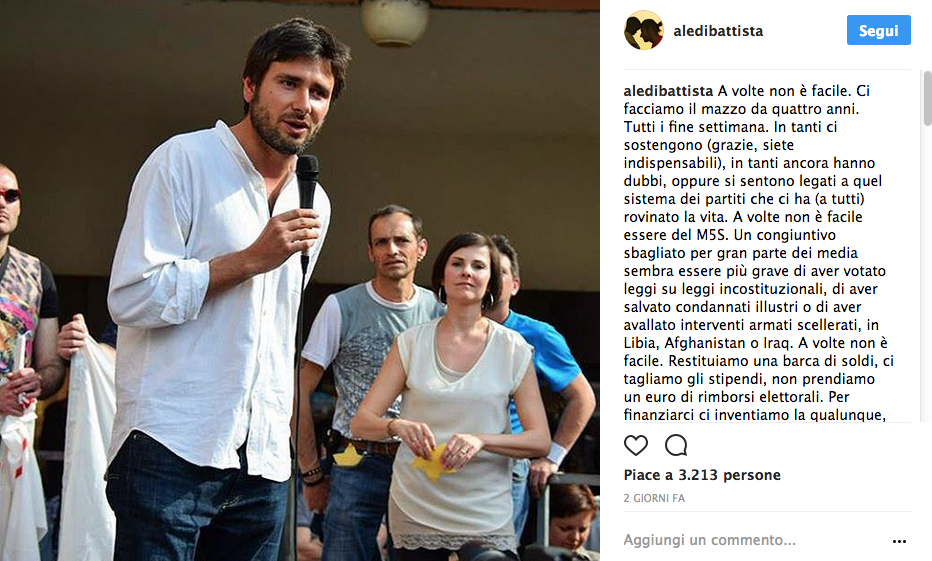 Alessandro Di Battista sui social non solo per politica Alessandro Di Battista sui social non solo per politica
