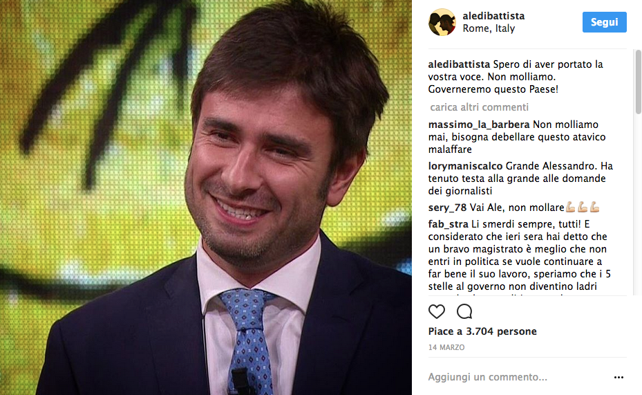 Alessandro Di Battista sui social non solo per politica Alessandro Di Battista sui social non solo per politica