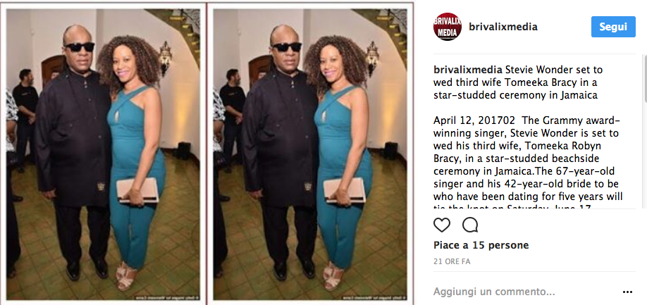 Stevie Wonder sposo per la terza volta
