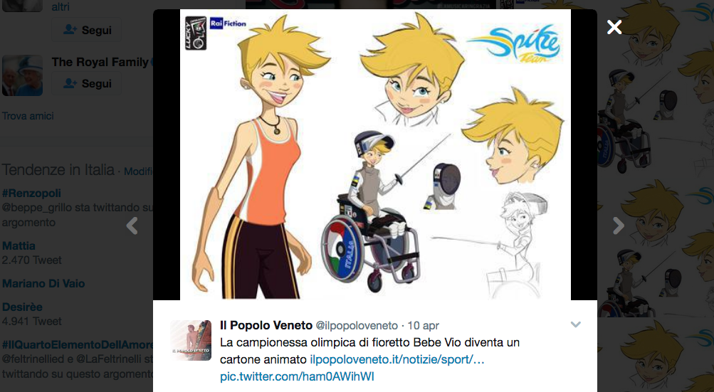 Bebe Vio campionessa anche in versione cartoon