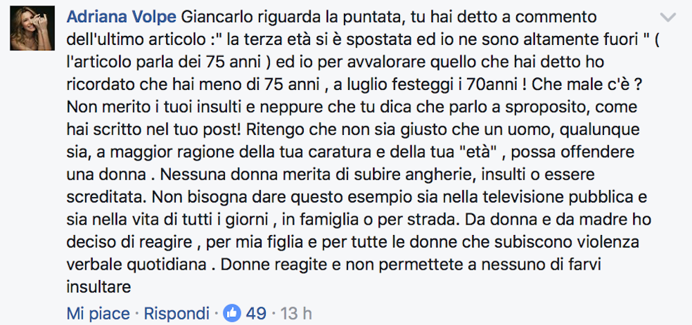 I Fatti Vostri, Adriana Volpe: “Querelo Giancarlo Magalli, da lui parole vili”
