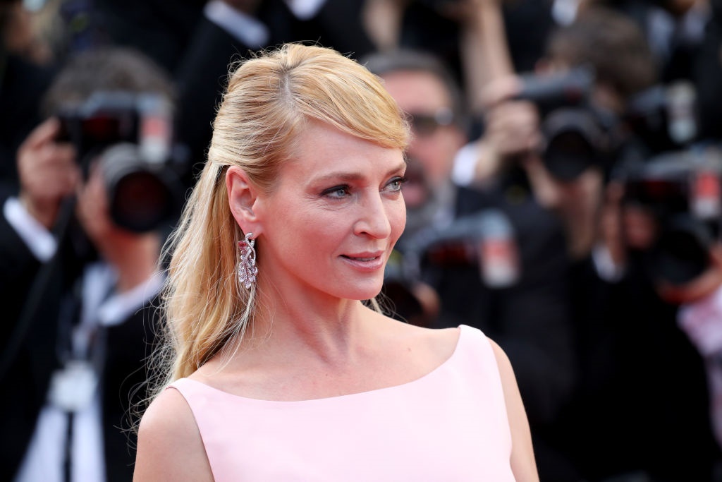 Uma Thurman wears Italian clothes and jewels in Cannes Uma Thurman wears Italian clothes and jewels in Cannes
