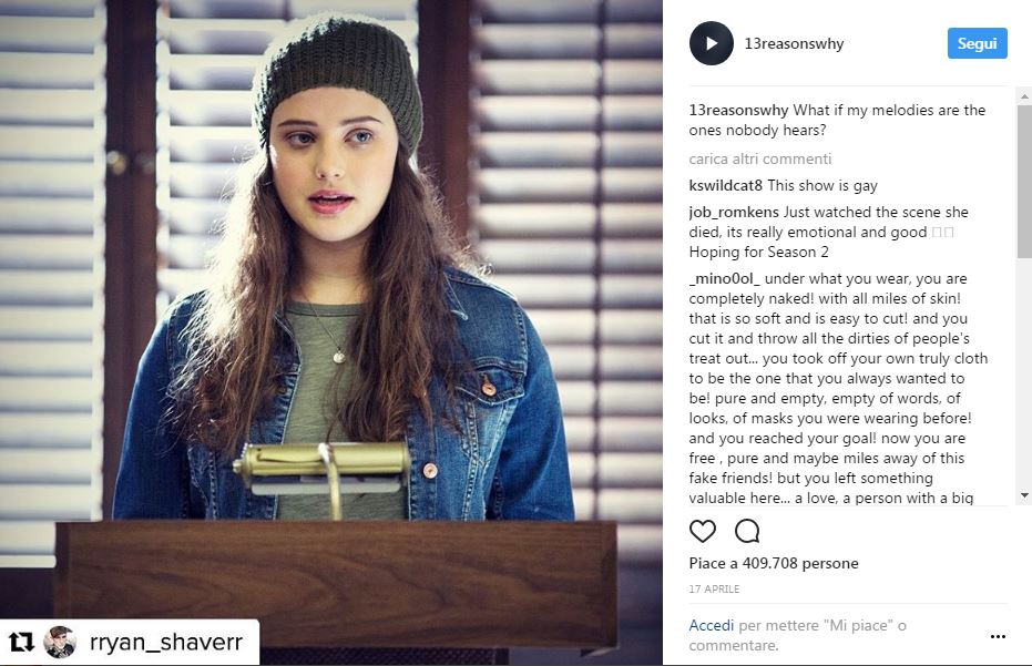 “13 Reasons why”: la seconda serie si farà
