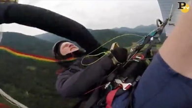 Paracadutista cade, urla di terrore ma si salva