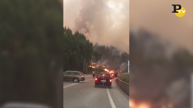 Incendio in Portogallo: le auto sotto la cortina di fumo