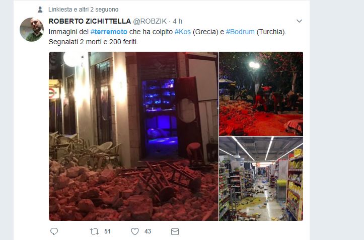 Terremoto tra Grecia e Turchia: i racconti social degli italiani in vacanza Terremoto tra Grecia e Turchia: i racconti social degli italiani in vacanza